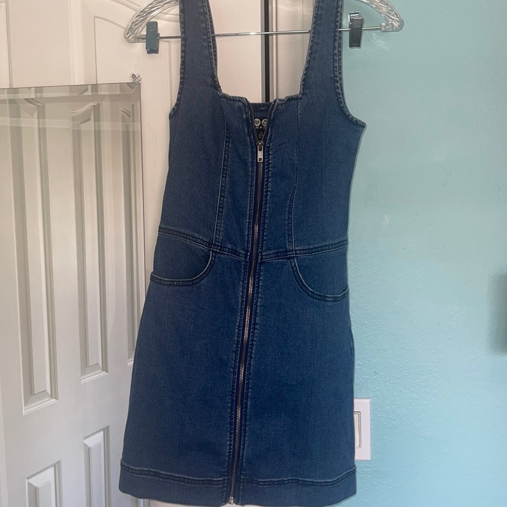 Jean zip up mini dress (NWOT)